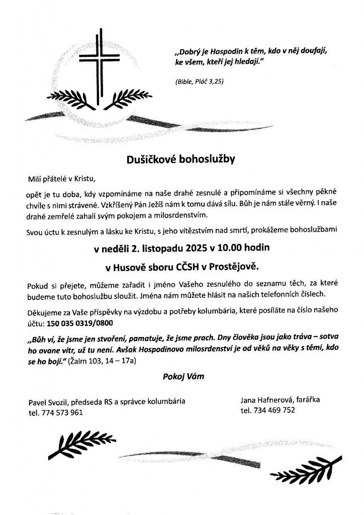 Dušičková bohoslužba Prostějov Dušičková bohoslužba Prostějov